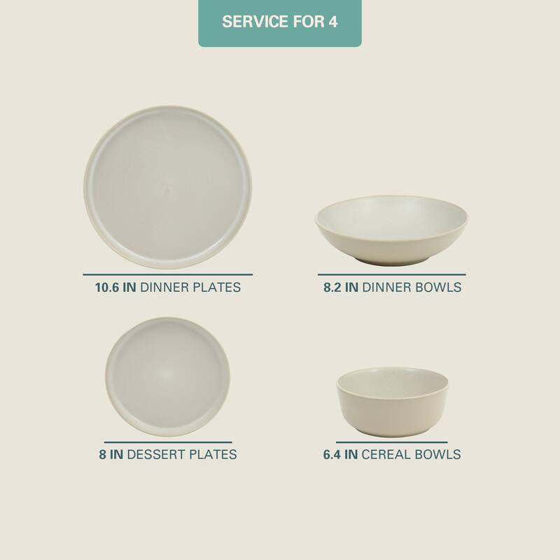Gibson Elite Tribeca Loft 16-Piece Dinnerware Set - Modern Rustic Tableware for 4, Dishwasher & Microwave Safe