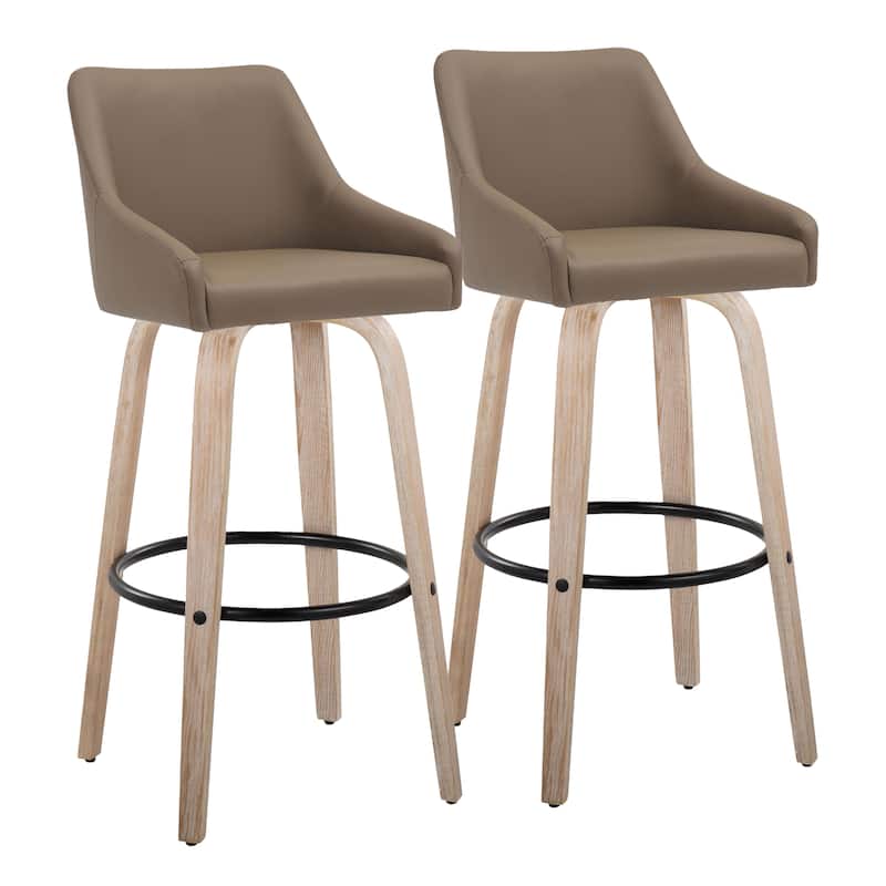 The Gray Barn Hadley 30" Fixed-Height Bar Stool with Bent Wood Legs & Round Footrest (Set of 2)