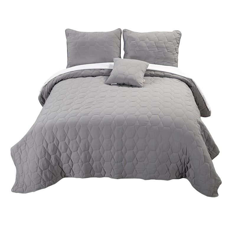4 Piece Honeycomb Quilt Set by HULALA HOME