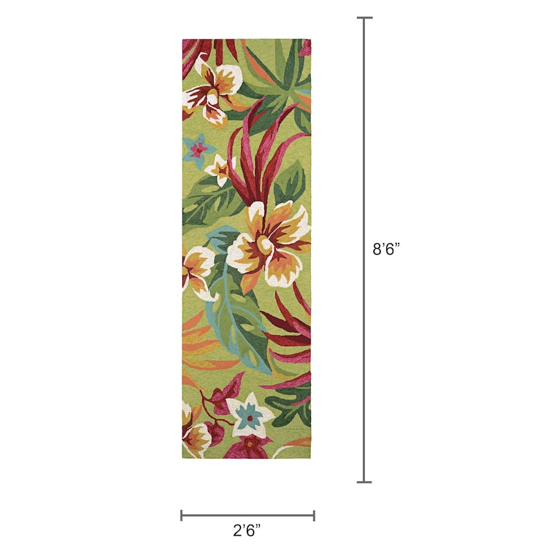 Dream Decor Rugs Miami Fern Green Red Handmade Indoor Outdoor Area Rug