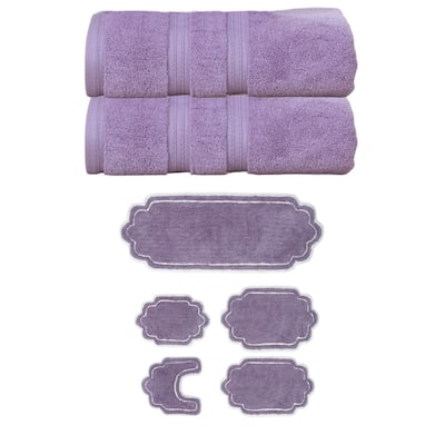 Home Weavers Allure Collection 100% Soft Cotton Super Absorbent 2 Pcs Bath Towel Set & 5 Pc Bath Rug Set, Machine Wash(Set of 7)