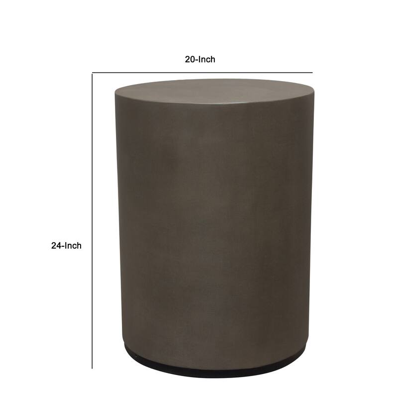 Viko Side End Table, 20 Inch Natural Cement Gray Round Pedestal