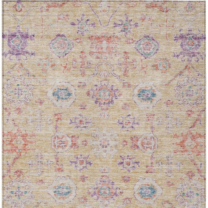 HomeRoots Damask Traditional Rectangle Outdoor Rug