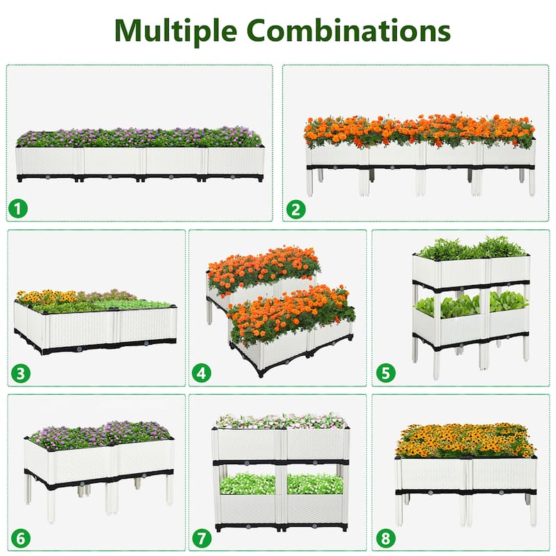 Costway Set of 4 Raised Garden Bed Elevated Flower Vegetable Herb Grow - See Description