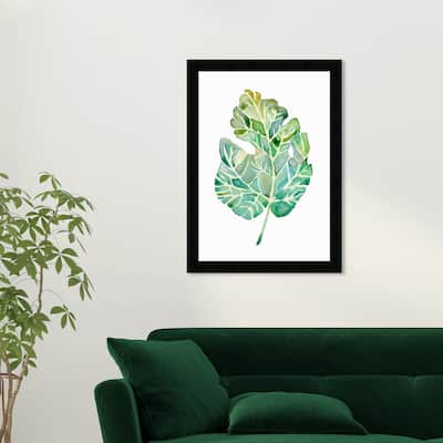 Wynwood Studio 'Fig Leaf' Floral and Botanical Green Wall Art Framed Print