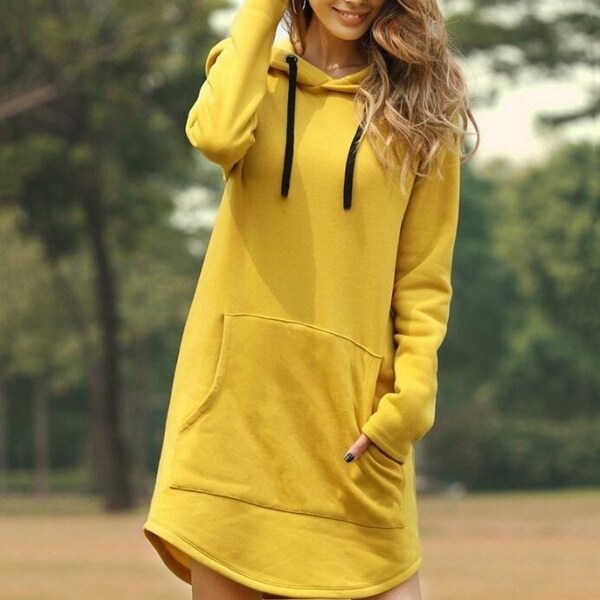 Women's Casual Hoodie Dress With 