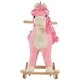 preview thumbnail 2 of 6, Plush Unicorn Rocking Horse with Sounds, Wagging Tail, and Wooden Base for Kids 3-6 Years