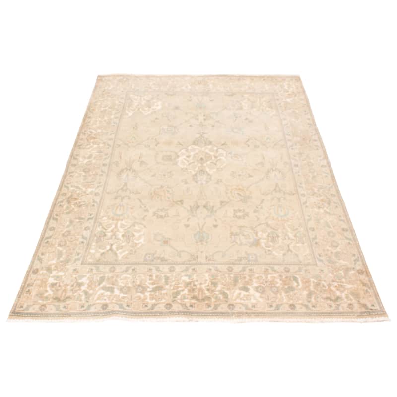 ECARPETGALLERY Hand-knotted Antalya Vintage Khaki Wool Rug - 6'4 x 9'7