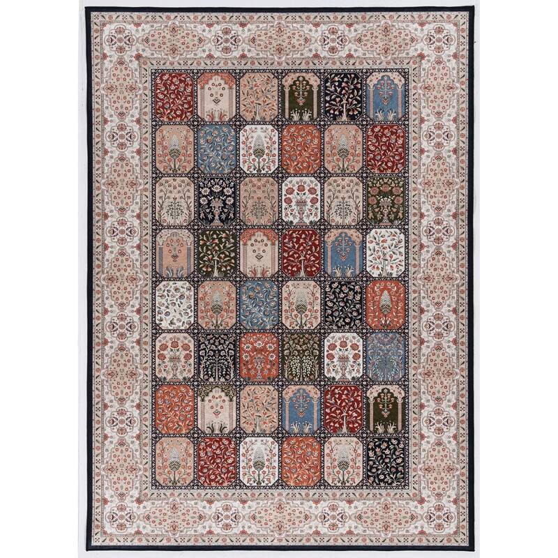 Emerald Huntley Ivory/Black Farmhouse Area Rug - 6'7" X 9'7" - Black/Ivory