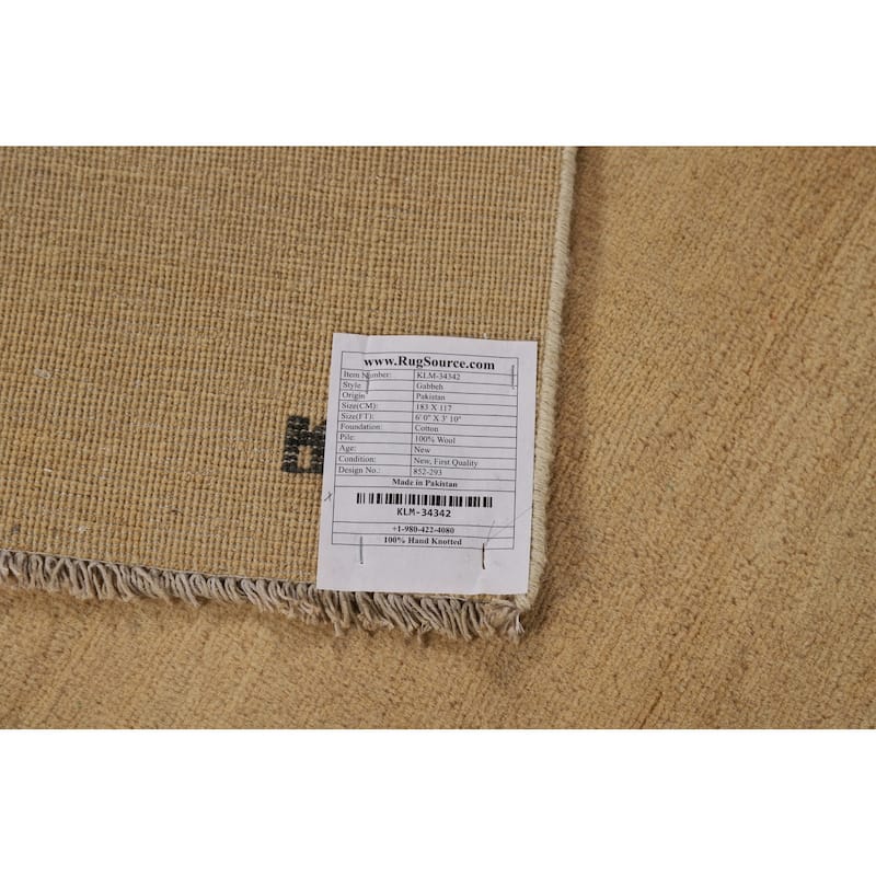 Gabbeh Modern Accent Rug Handmade Bedroom Wool Carpet - 3'10"x 6'0"