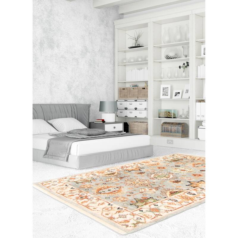 ECARPETGALLERY Hand-knotted Jules Sultane Light Blue Wool Rug - 2'7 x 12'2