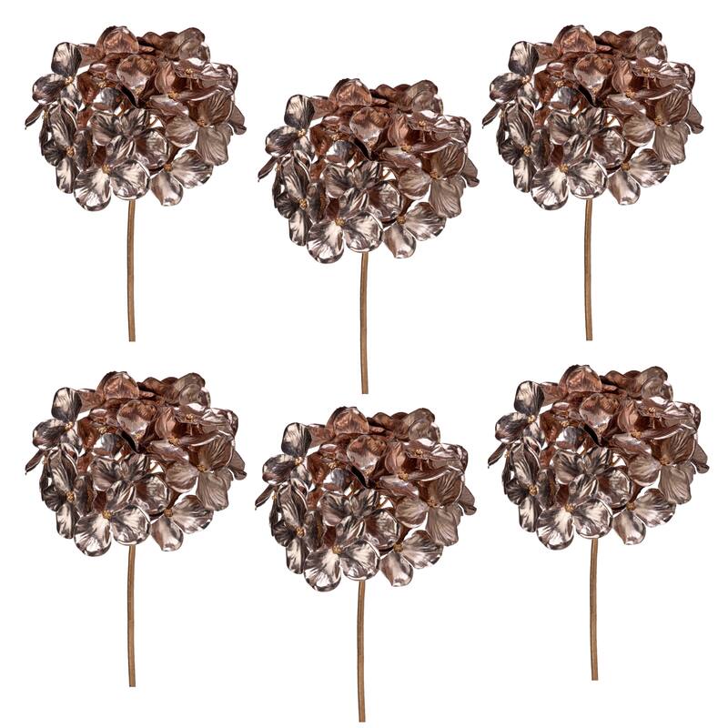 14" Metallic Hydrangea Pick Set of 6 - 14