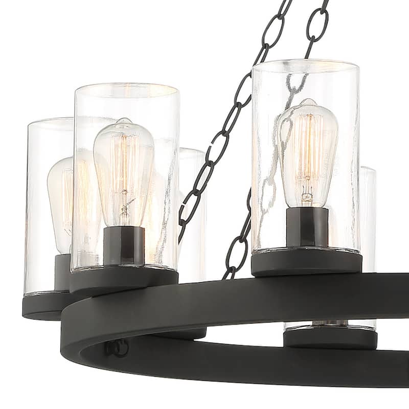 Acroma 10-light Farmhouse Black Wagon Wheel Chandelier