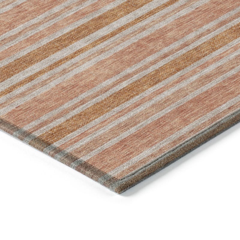 Machine Washable Indoor/ Outdoor Thin Cabana Stripe Chantille Rug