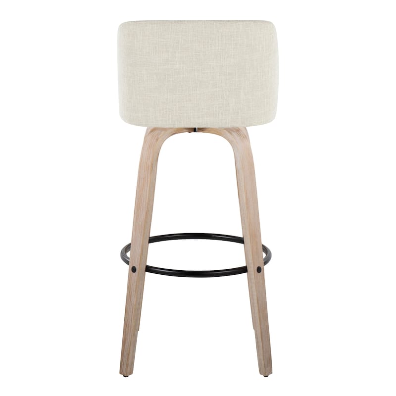 The Gray Barn Vallberga 30" Fixed-Height Bar Stool with White Washed Wood Base (Set of 2)
