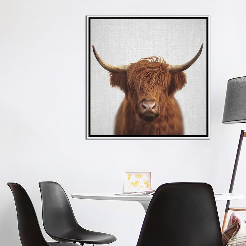 iCanvas "Highland Cow" by Gal Design Framed Canvas Print
