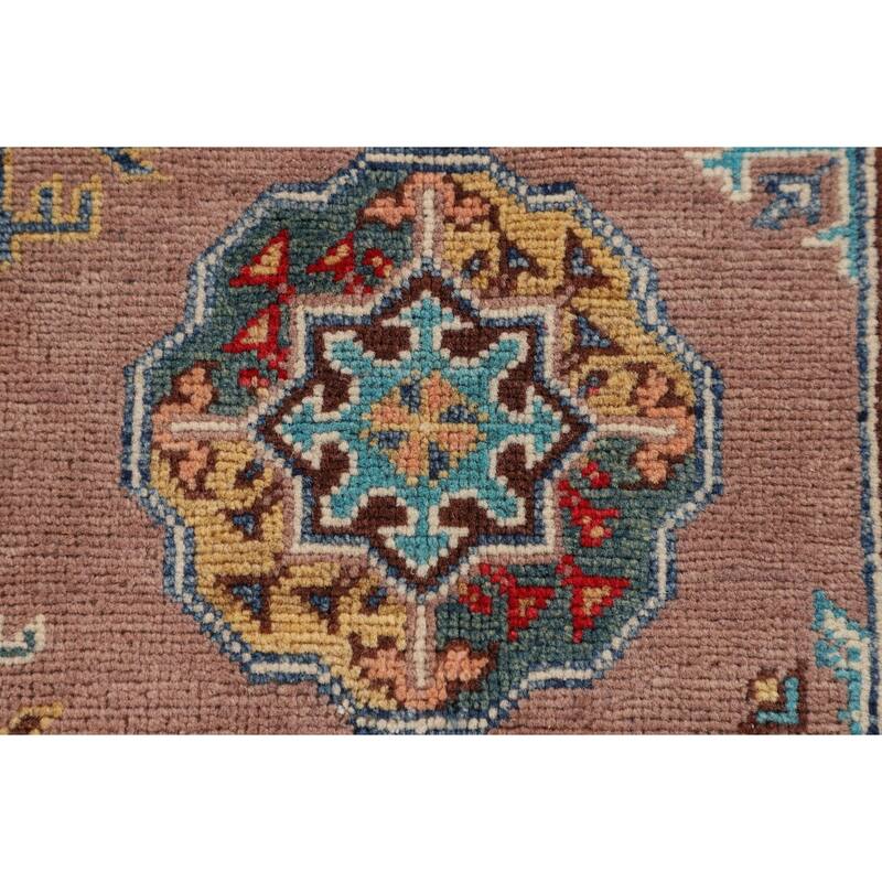 Traditional Beige Kazak Accent Rug Hand-Knotted Wool Carpet - 2'8" x 4'3"