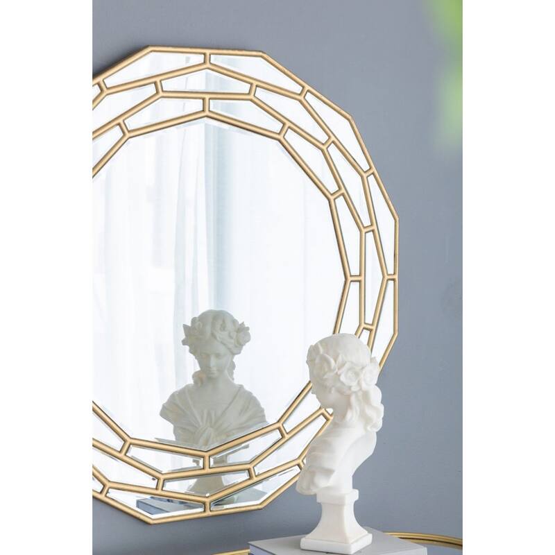 Brushed Metallic Geometric Wall Mirror - 35.5" - Gold