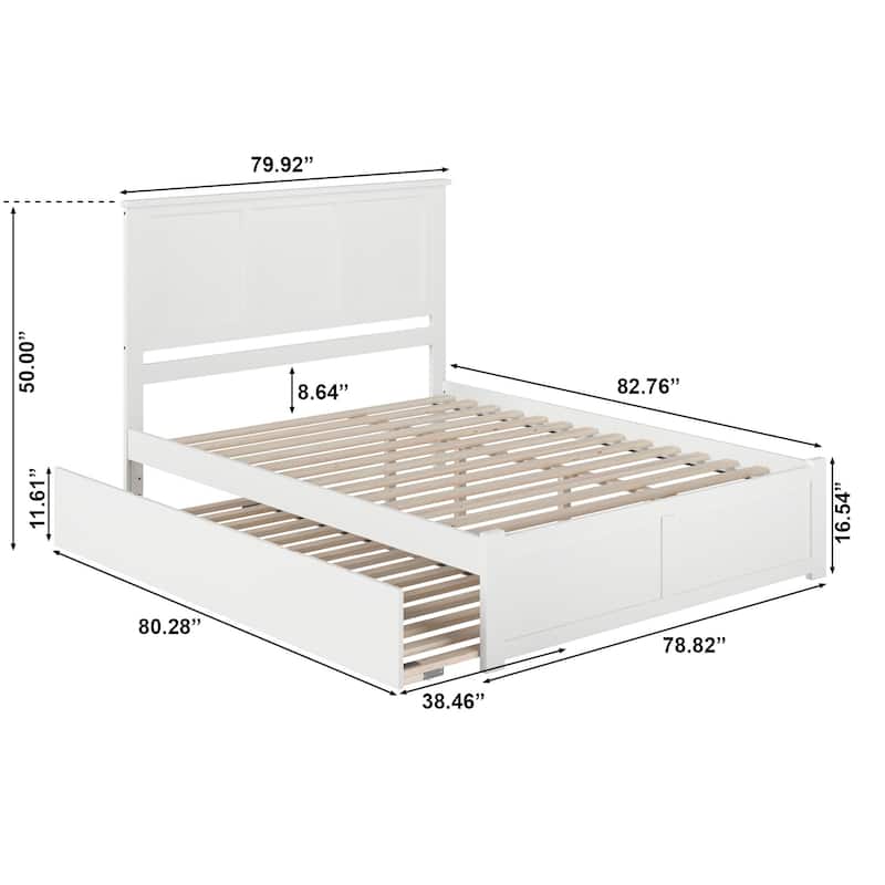 AFI Madison King Platform Bed with Footboard and Twin XL Trundle