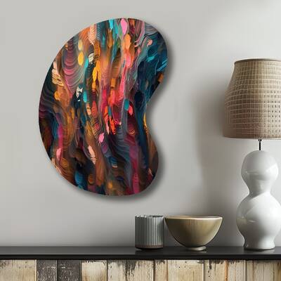 Designart - Random Swirls Abstract - Abstract Geometric Metal Wall Art - Modern Red Metal Boom Shape Print