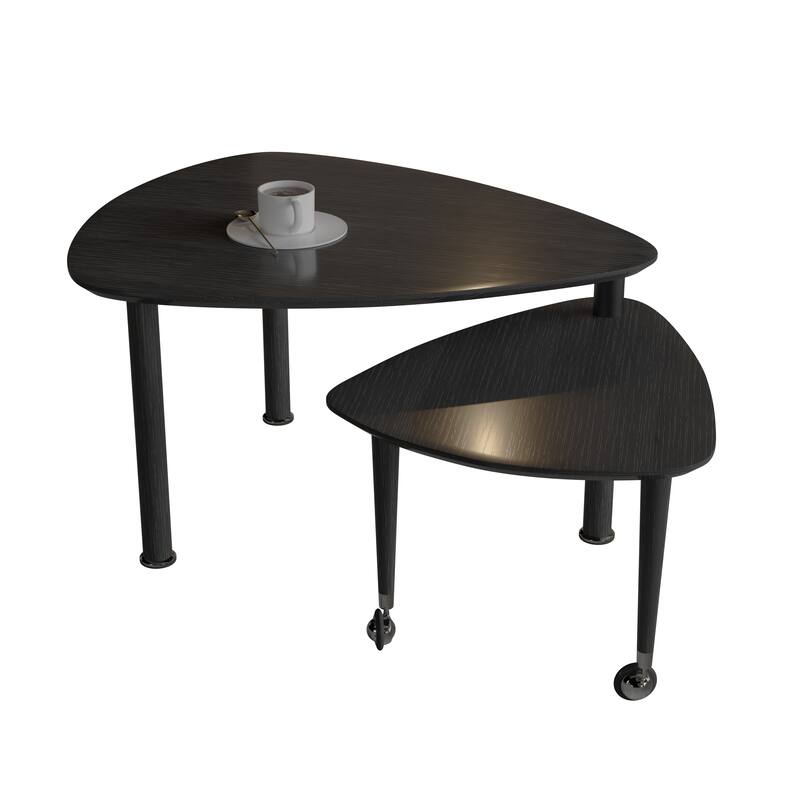 GDFStudio - Vesper 360 Degree Rotatable Nesting Coffee Table with Solid Rubberwood Legs