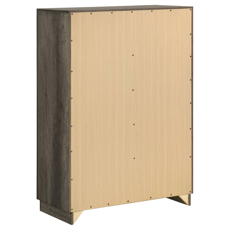 Janine Transitional Wood 5-drawer Bedroom Chest Grey