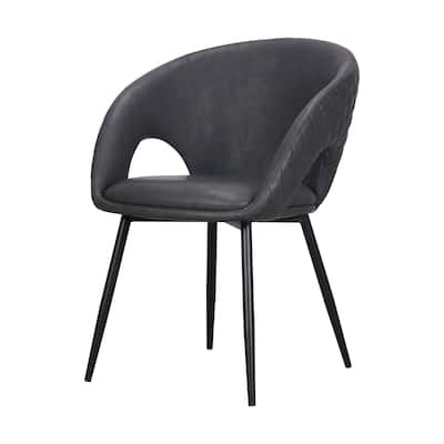 Dining Chair with PU Seat and Black Metal legs