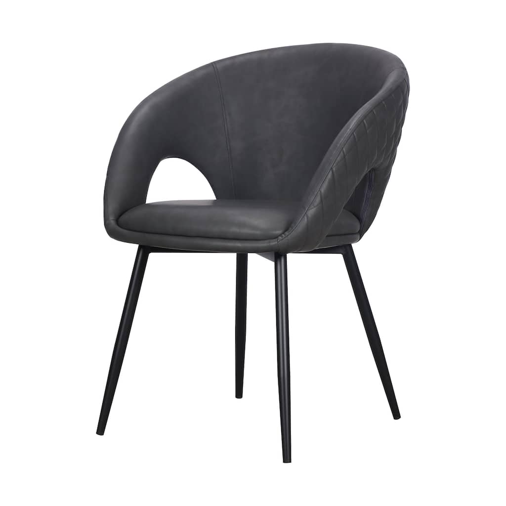 Dining Chair with PU Seat and Black Metal legs