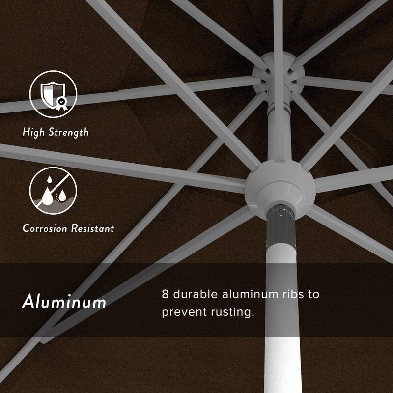 California Umbrella 11' Rd. Aluminum Patio Umbrella, Crank Lift, Collar Tilt, Dbl Wind Vent, White Finish, Sunbrella Fabric
