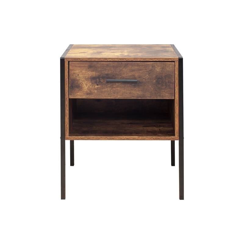Set Of 2 Pcs Nightstand, Industrial Style