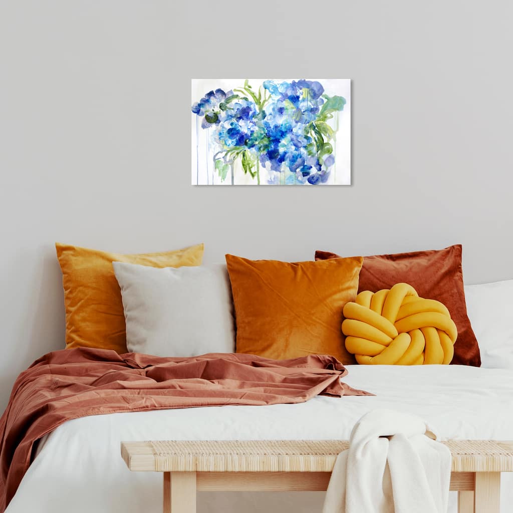 Wynwood Studio Canvas Floral and Botanical Floral Breeze Blue and Modern & Contemporary Wall Art Canvas Print