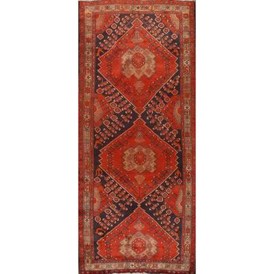 Geometric Zanjan Persian Vintage Area Rug Hand-knotted Wool Carpet - 4'11"x 12'11"