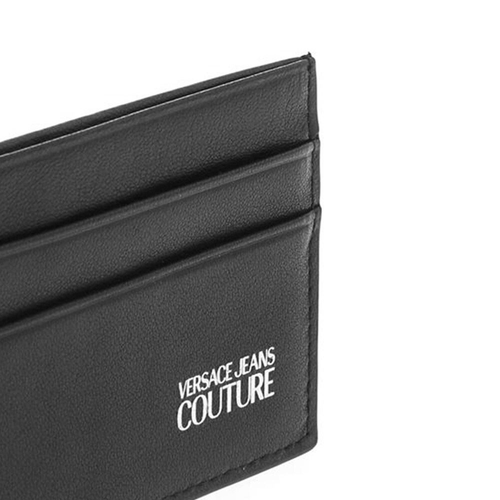 versace couture men's leather logo card holder wallet black one size overstock 33423234 versace couture men's leather