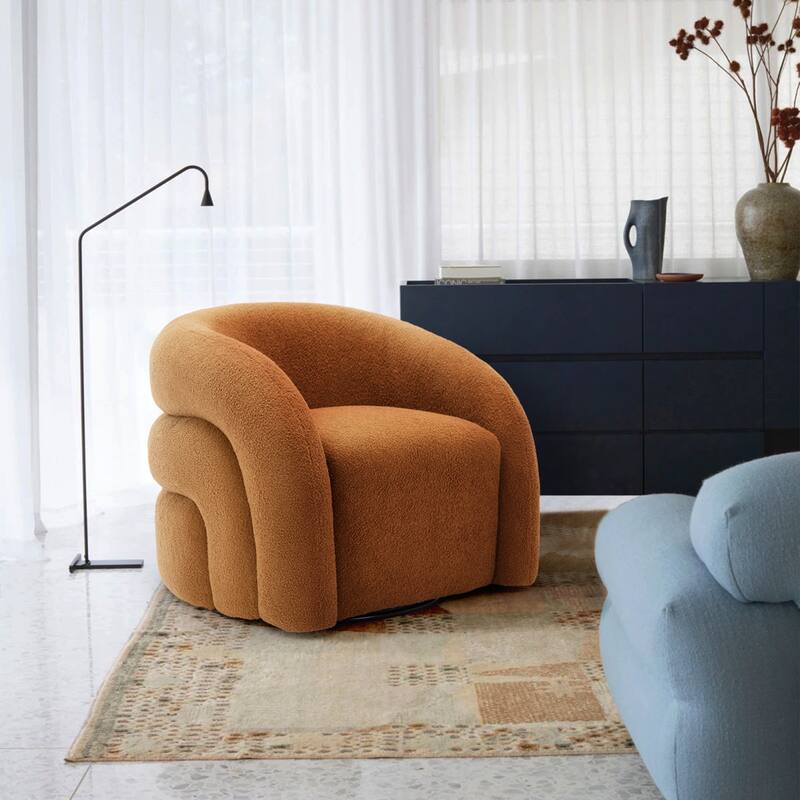 Upholstered Swivel Barrel Accent Chair