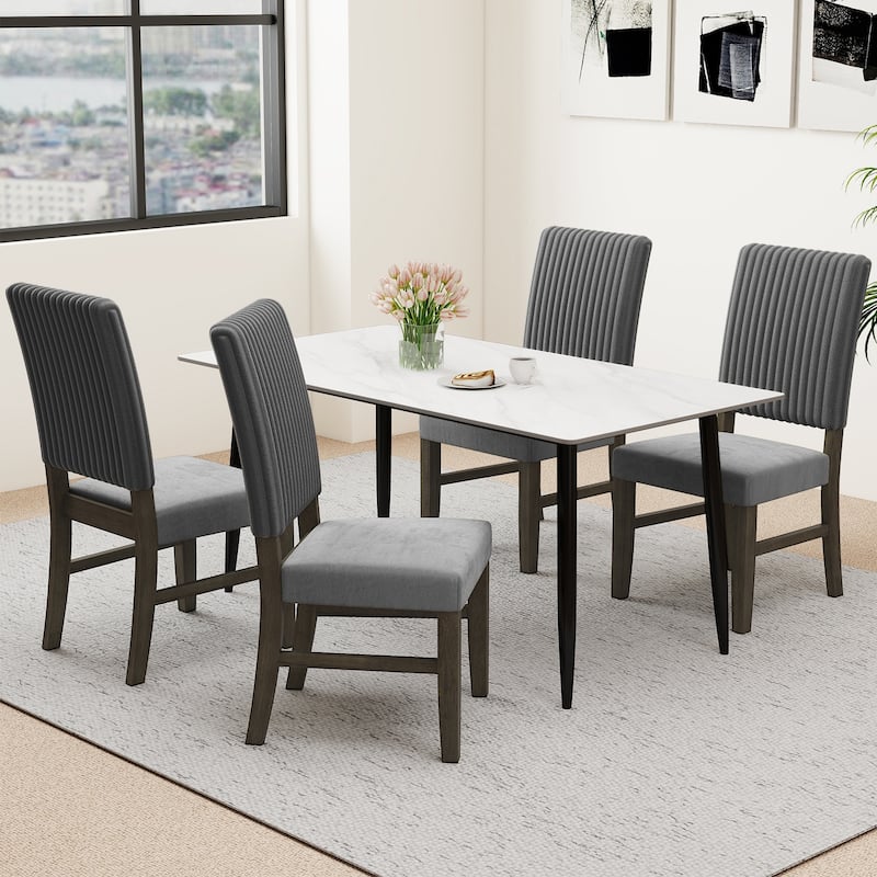 Grey Black Velvet Dining Chairs Set with High Backrest Ergonomic Comfort Cushioned Seating - 20" x 23.5" x 40"