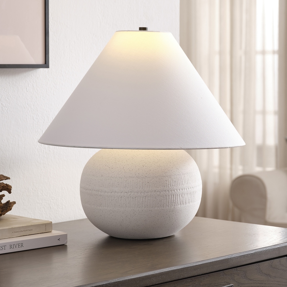 Willa 18" Tall Textured Ceramic Table Lamp with Fabric Shade - 16" Wide