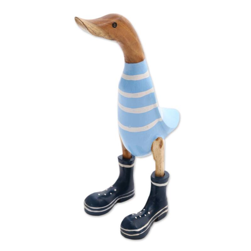 Wood and bamboo root sculpture, 'Swimming Duck' - 13.75" H x 6.25" W x 5.5" D