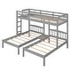 preview thumbnail 9 of 7, Triple Twin Bunk Bed with Full-Length Guardrail and Built-in Storage Drawer