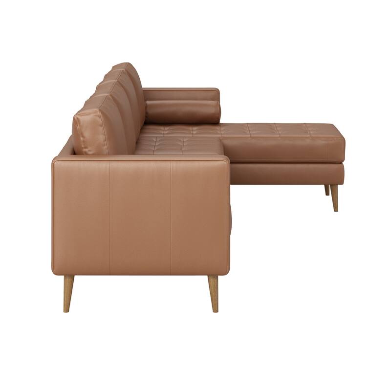 Breeze Mid Century Modern Sofa, Leather Couch with Tufted Cushion and Solid Wood Frame