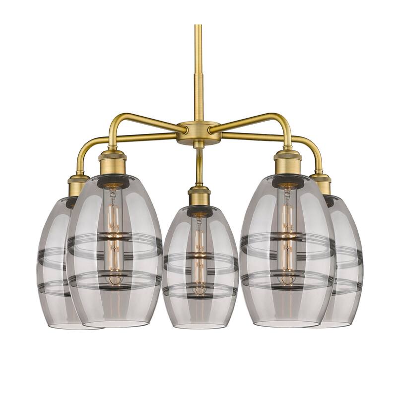 Innovations Lighting 516-5CR-14-24 Vaz Chandelier Vaz 5 Light 24" Wide - Brushed Brass / Smoked