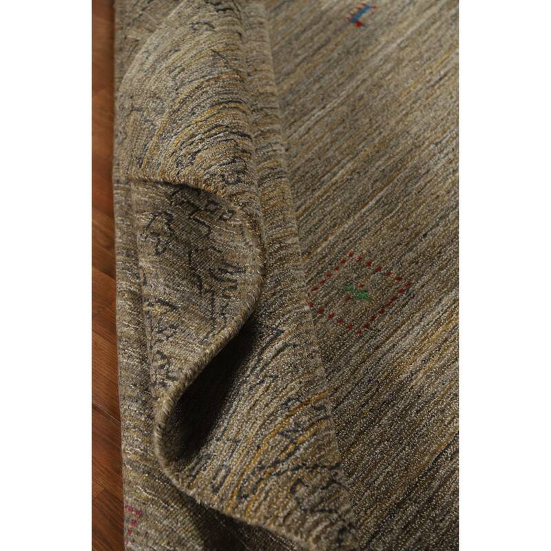 Gabbeh Indian Area Rug Hand-Knotted Oriental Brown Wool Carpet - 5'4" x 7'7"