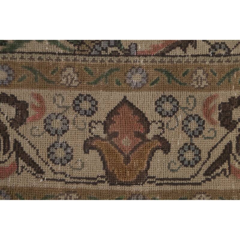 Beige Tabriz Persian Vintage Area Rug Handmade Wool Carpet - 6'3"x 9'7"