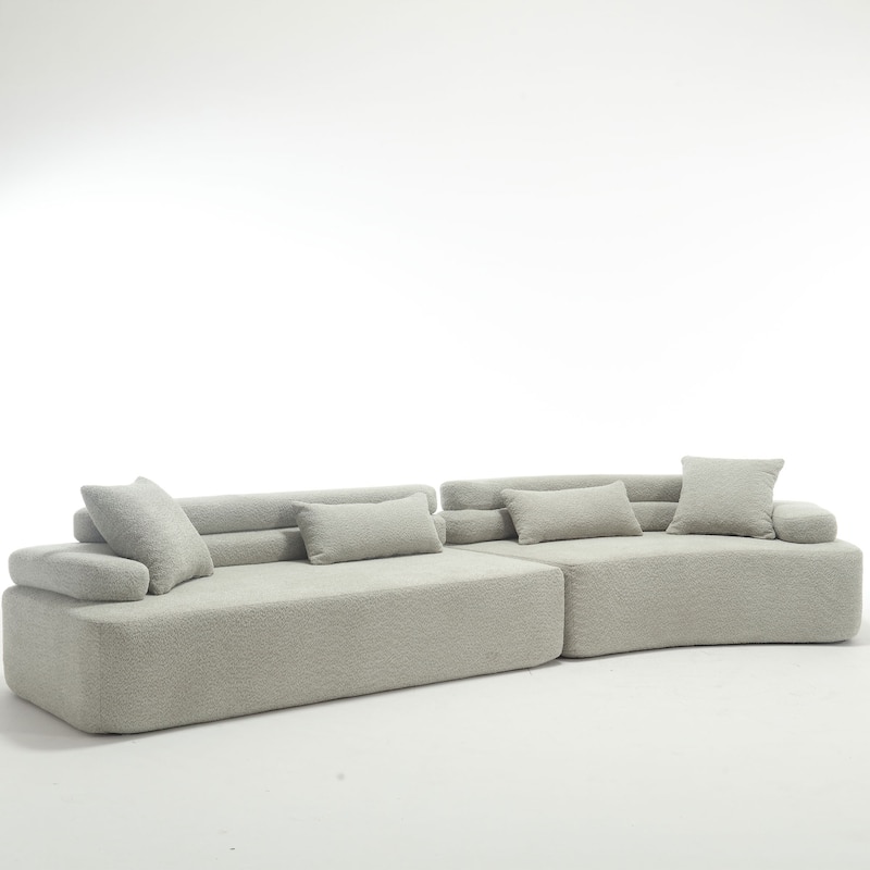 Frameless Sofa with Sponge Construction, ARC Armrests, No Assembly Required