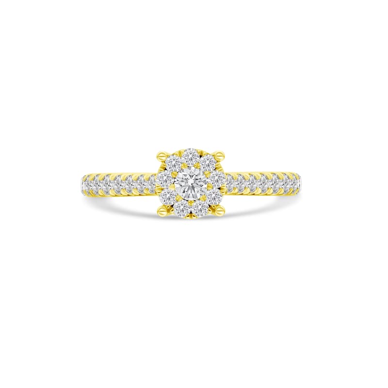 1/2ct TDW Diamond Cluster Engagement Ring in 10K Yellow Gold for Women