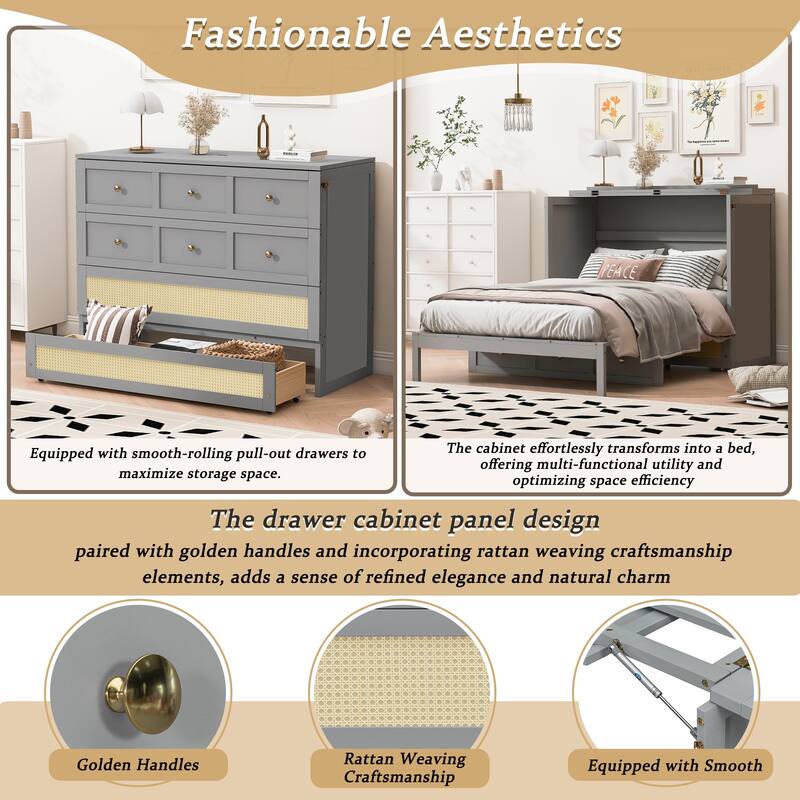 Full Size Murphy Bed with Large Drawers