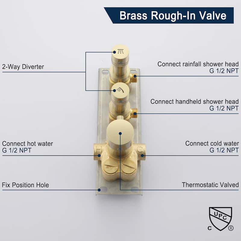 12" Wall Mounted Rain Shower Head Systems