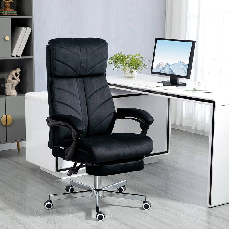 Vinsetto High-Back Executive Office Chair with Footrest, Microfiber Computer Chair with Reclining and Armrest, Ergonomic Chair - Black