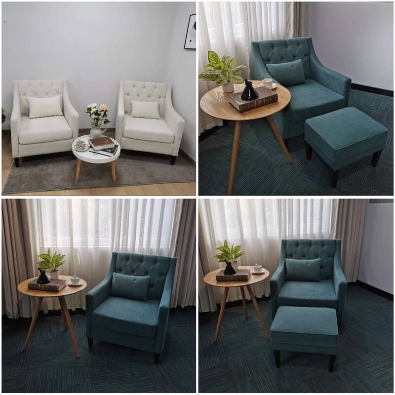 HUIMO Arm Chair Comfy Club Chair with Ottoman and Pillow
