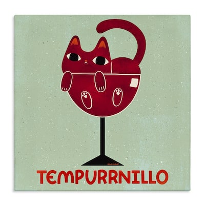 Stupell Tempurrnillo Cat Wine Canvas Wall Art Design By Carrie Cantwell