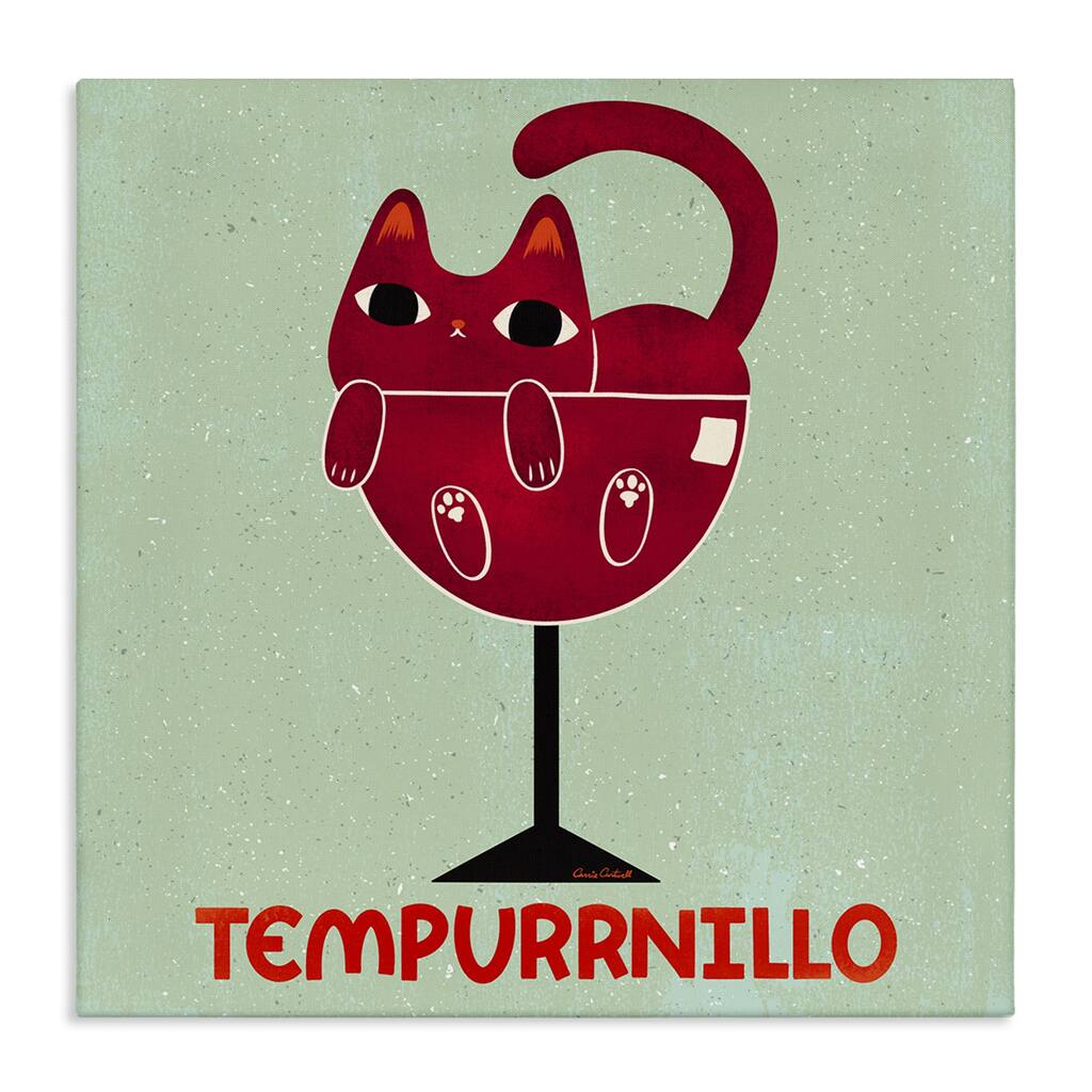 Stupell Tempurrnillo Cat Wine Canvas Wall Art Design By Carrie Cantwell